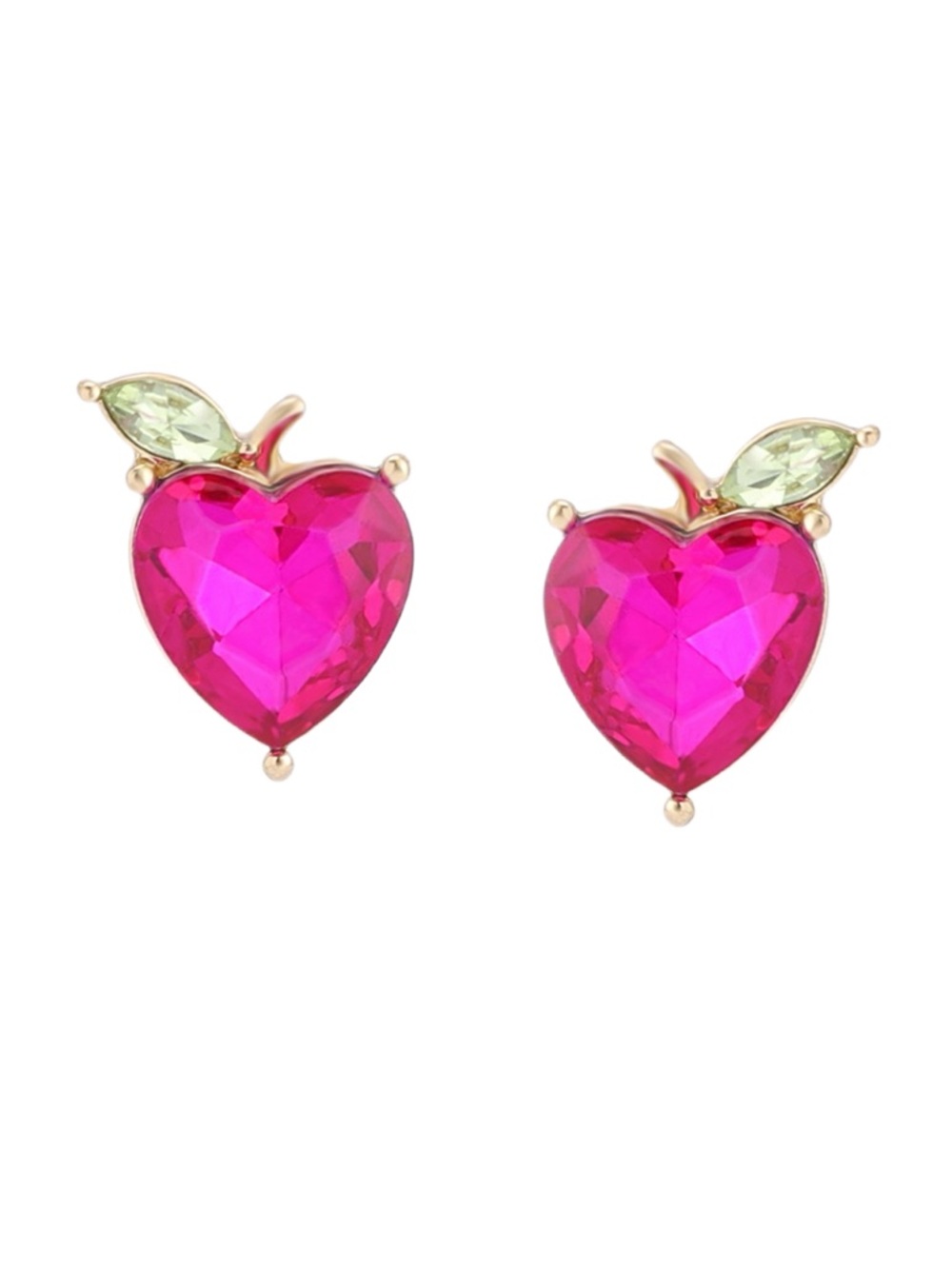 Betsey Johnson Fuchsia Apple Stud Earrings NWT